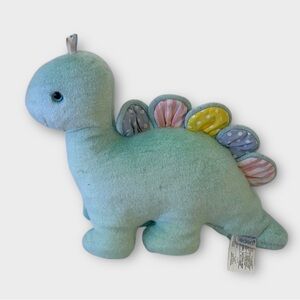 Vintage EDEN Wind-up Dinosaur Plush Head Moving Musical Green Pastel 12"